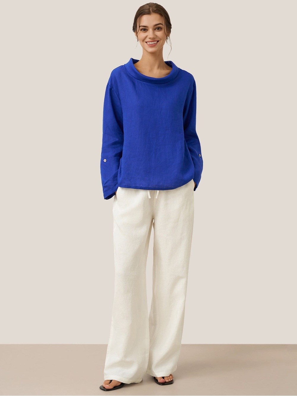 Cool-Touch Natural Linen Lintico
100% Linen Draped Neck Top HOLLIS - Picture 3 of 12